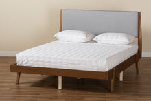Load image into Gallery viewer, Baxton Studio Senna Mid-Century Modern Grey Fabric Upholstered and Walnut Brown Finished Wood King Size Platform Bed
