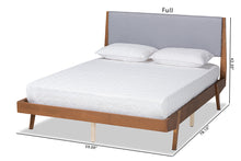 Load image into Gallery viewer, Baxton Studio Senna Mid-Century Modern Grey Fabric Upholstered and Walnut Brown Finished Wood King Size Platform Bed
