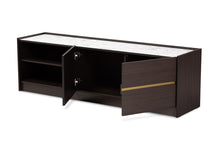 Load image into Gallery viewer, Baxton Studio Walker Modern and Contemporary Dark Brown and Gold Finished Wood TV Stand with Faux Marble Top

