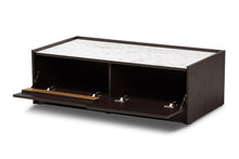 Load image into Gallery viewer, Baxton Studio Walker Modern and Contemporary Dark Brown and Gold Finished Wood Coffee Table with Faux Marble Top
