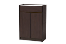 Load image into Gallery viewer, Baxton Studio Walker Modern and Contemporary Dark Brown and Gold Finished Wood Shoe Cabinet with Faux Marble Top

