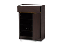 Load image into Gallery viewer, Baxton Studio Walker Modern and Contemporary Dark Brown and Gold Finished Wood Shoe Cabinet with Faux Marble Top
