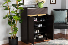 Load image into Gallery viewer, Baxton Studio Walker Modern and Contemporary Dark Brown and Gold Finished Wood Shoe Cabinet with Faux Marble Top
