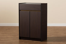 Load image into Gallery viewer, Baxton Studio Walker Modern and Contemporary Dark Brown and Gold Finished Wood Shoe Cabinet with Faux Marble Top
