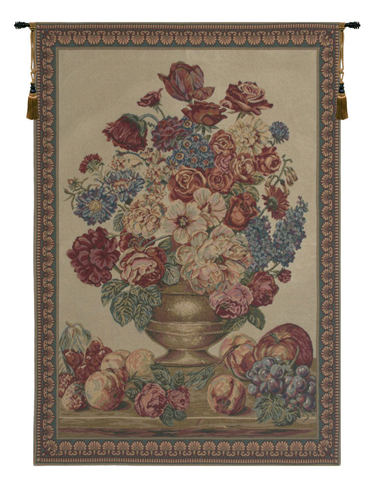 Vase on Beige Mini Tapestry Wall Hanging