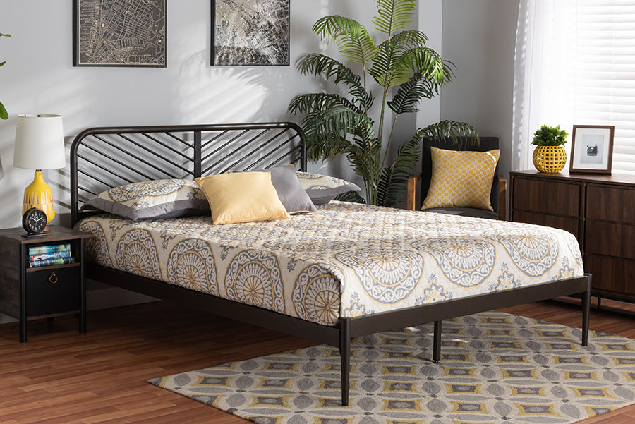 Baxton Studio Dora Modern and Contemporary Industrial Black Finished Metal Queen Size Platform Bed