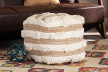 Load image into Gallery viewer, Baxton Studio Basque Modern and Contemporary Moroccan Inspired Natural and Ivory Handwoven Wool Blend Pouf Ottoman
