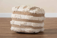 Load image into Gallery viewer, Baxton Studio Basque Modern and Contemporary Moroccan Inspired Natural and Ivory Handwoven Wool Blend Pouf Ottoman
