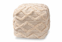 Load image into Gallery viewer, Baxton Studio Carilyn Modern and Contemporary Moroccan Inspired Ivory Handwoven Wool Blend Pouf Ottoman
