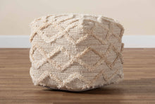 Load image into Gallery viewer, Baxton Studio Carilyn Modern and Contemporary Moroccan Inspired Ivory Handwoven Wool Blend Pouf Ottoman

