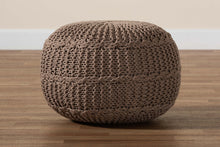 Load image into Gallery viewer, Baxton Studio Palmas Modern and Contemporary Bohemian Taupe Handwoven Pet Yarn Pouf Ottoman
