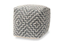 Load image into Gallery viewer, Baxton Studio Benjamin Modern and Contemporary Bohemian Grey and Ivory Handwoven Cotton Blend Pouf Ottoman
