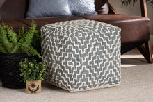 Load image into Gallery viewer, Baxton Studio Benjamin Modern and Contemporary Bohemian Grey and Ivory Handwoven Cotton Blend Pouf Ottoman
