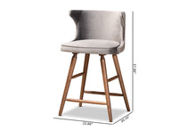 Load image into Gallery viewer, Baxton Studio Sagira Modern and Contemporary Transitional Grey Velvet Fabric Upholstered and Walnut Brown Finished Wood 2-Piece Counter Stool Set
