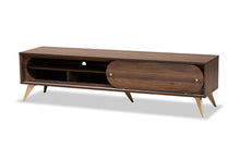 Load image into Gallery viewer, Baxton Studio Dena Mid-Century Modern Walnut Brown Wood and Gold Finished TV Stand
