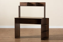 Load image into Gallery viewer, Baxton Studio Garnet Modern and Contemporary Walnut Brown Finished Wood Desk with Shelves

