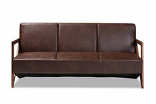 Load image into Gallery viewer, Baxton Studio Christa Mid-Century Modern Transitional Dark Brown Faux Leather Effect Fabric Upholstered and Walnut Brown Finished Wood Sofa
