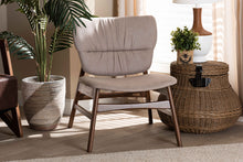 Load image into Gallery viewer, Baxton Studio Benito Mid-Century Modern Transitional Beige Fabric Upholstered and Walnut Brown Finished Wood Accent Chair
