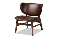 Load image into Gallery viewer, Baxton Studio Marcos Mid-Century Modern Dark Brown Faux Leather Effect and Walnut Brown Finished Wood Living Room Accent Chair
