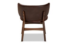 Load image into Gallery viewer, Baxton Studio Marcos Mid-Century Modern Dark Brown Faux Leather Effect and Walnut Brown Finished Wood Living Room Accent Chair
