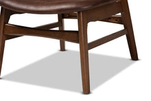 Load image into Gallery viewer, Baxton Studio Marcos Mid-Century Modern Dark Brown Faux Leather Effect and Walnut Brown Finished Wood Living Room Accent Chair
