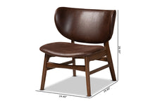 Load image into Gallery viewer, Baxton Studio Marcos Mid-Century Modern Dark Brown Faux Leather Effect and Walnut Brown Finished Wood Living Room Accent Chair
