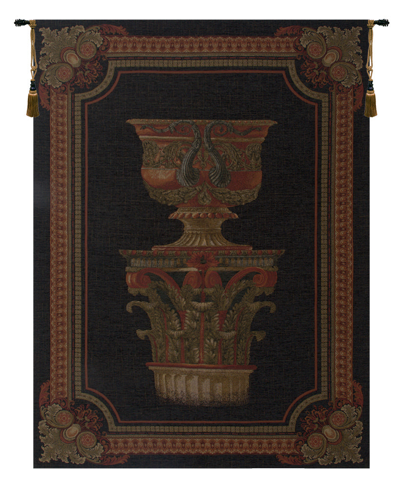 Urn on Pillar Black Large Belgian Tapestry