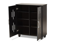 Load image into Gallery viewer, Baxton Studio Renley Modern and Contemporary Espresso Brown Finished Wood 2-Door Shoe Storage Cabinet
