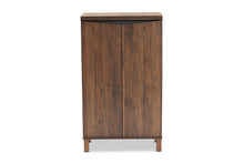 Load image into Gallery viewer, Baxton Studio Talon Modern and Contemporary Two-Tone Walnut Brown and Dark Grey Finished Wood 2-Door Shoe Storage Cabinet
