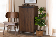 Load image into Gallery viewer, Baxton Studio Talon Modern and Contemporary Two-Tone Walnut Brown and Dark Grey Finished Wood 2-Door Shoe Storage Cabinet
