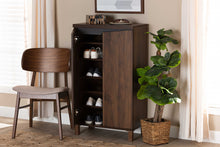 Load image into Gallery viewer, Baxton Studio Talon Modern and Contemporary Two-Tone Walnut Brown and Dark Grey Finished Wood 2-Door Shoe Storage Cabinet
