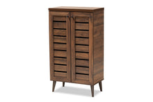 Load image into Gallery viewer, Baxton Studio Salma Modern and Contemporary Walnut Brown Finished Wood 2-Door Shoe Storage Cabinet
