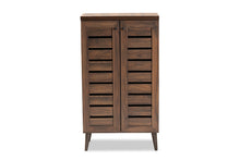 Load image into Gallery viewer, Baxton Studio Salma Modern and Contemporary Walnut Brown Finished Wood 2-Door Shoe Storage Cabinet

