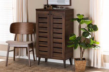 Load image into Gallery viewer, Baxton Studio Salma Modern and Contemporary Walnut Brown Finished Wood 2-Door Shoe Storage Cabinet
