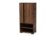 Load image into Gallery viewer, Baxton Studio Raina Modern and Contemporary Two-Tone Walnut Brown and Black Finished Wood 2-Door Shoe Storage Cabinet
