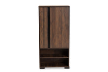 Load image into Gallery viewer, Baxton Studio Raina Modern and Contemporary Two-Tone Walnut Brown and Black Finished Wood 2-Door Shoe Storage Cabinet
