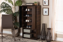 Load image into Gallery viewer, Baxton Studio Raina Modern and Contemporary Two-Tone Walnut Brown and Black Finished Wood 2-Door Shoe Storage Cabinet
