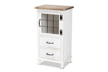 Load image into Gallery viewer, Baxton Studio Faron Classic and Traditional Farmhouse Two-Tone Distressed White and Oak Brown Finished Wood 2-Drawer Storage Cabinet
