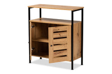 Load image into Gallery viewer, Baxton Studio Vander Modern and Contemporary Oak Brown Finished Wood and Black Metal 2-Door Shoe Cabinet
