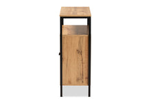 Load image into Gallery viewer, Baxton Studio Vander Modern and Contemporary Oak Brown Finished Wood and Black Metal 2-Door Shoe Cabinet
