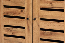 Load image into Gallery viewer, Baxton Studio Vander Modern and Contemporary Oak Brown Finished Wood and Black Metal 2-Door Shoe Cabinet

