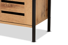 Load image into Gallery viewer, Baxton Studio Vander Modern and Contemporary Oak Brown Finished Wood and Black Metal 2-Door Shoe Cabinet
