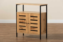 Load image into Gallery viewer, Baxton Studio Vander Modern and Contemporary Oak Brown Finished Wood and Black Metal 2-Door Shoe Cabinet
