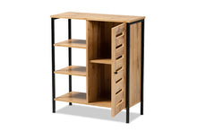 Load image into Gallery viewer, Baxton Studio Vander Modern and Contemporary Oak Brown Finished Wood and Black Finished Metal 1-Door Shoe Storage Cabinet
