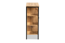 Load image into Gallery viewer, Baxton Studio Vander Modern and Contemporary Oak Brown Finished Wood and Black Finished Metal 1-Door Shoe Storage Cabinet
