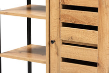 Load image into Gallery viewer, Baxton Studio Vander Modern and Contemporary Oak Brown Finished Wood and Black Finished Metal 1-Door Shoe Storage Cabinet
