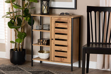 Load image into Gallery viewer, Baxton Studio Vander Modern and Contemporary Oak Brown Finished Wood and Black Finished Metal 1-Door Shoe Storage Cabinet
