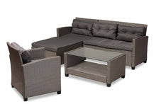 Load image into Gallery viewer, Baxton Studio Darian Modern and Contemporary Grey Fabric Upholstered and Grey Synthetic Rattan 4-Piece Patio Set
