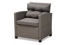 Load image into Gallery viewer, Baxton Studio Darian Modern and Contemporary Grey Fabric Upholstered and Grey Synthetic Rattan 4-Piece Patio Set
