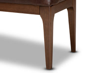Load image into Gallery viewer, Baxton Studio Walsh Mid-Century Modern Dark Brown Leather-Effect Polyester Fabric Upholstered and Walnut Brown Finished Wood Dining Bench
